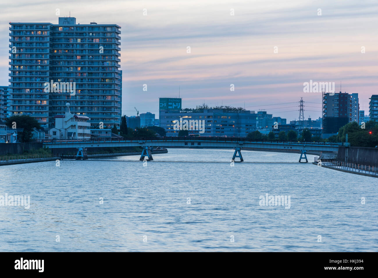 Ponte Shinden, Sumida River, Tokyo, Giappone Foto Stock