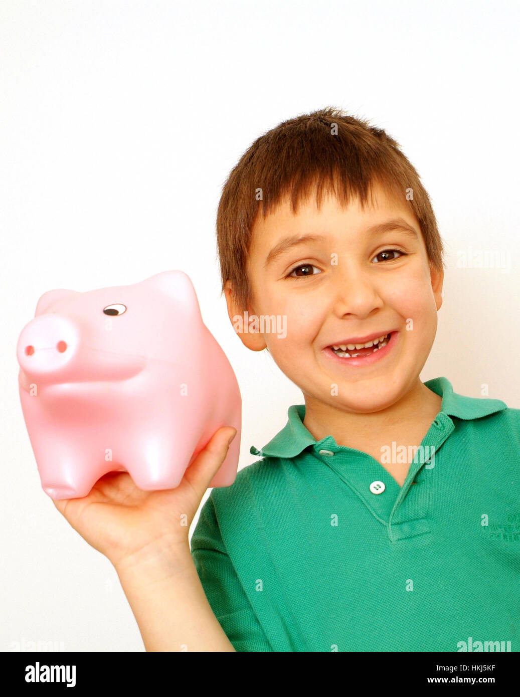 Ragazzo con piggybank Foto Stock