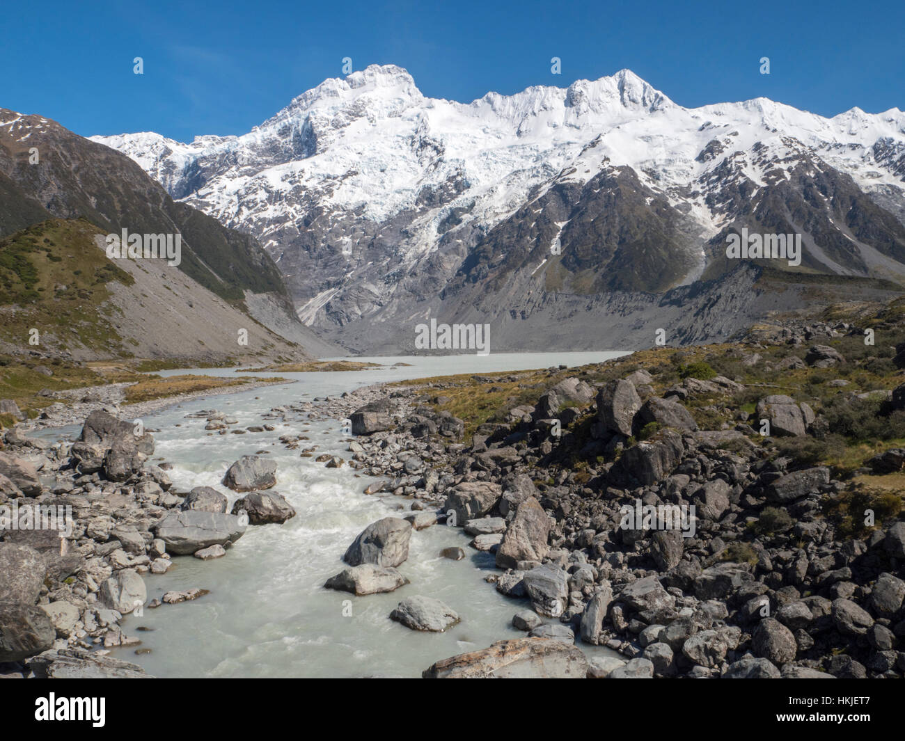 Mount Sefton dall'Hooker Valley Foto Stock