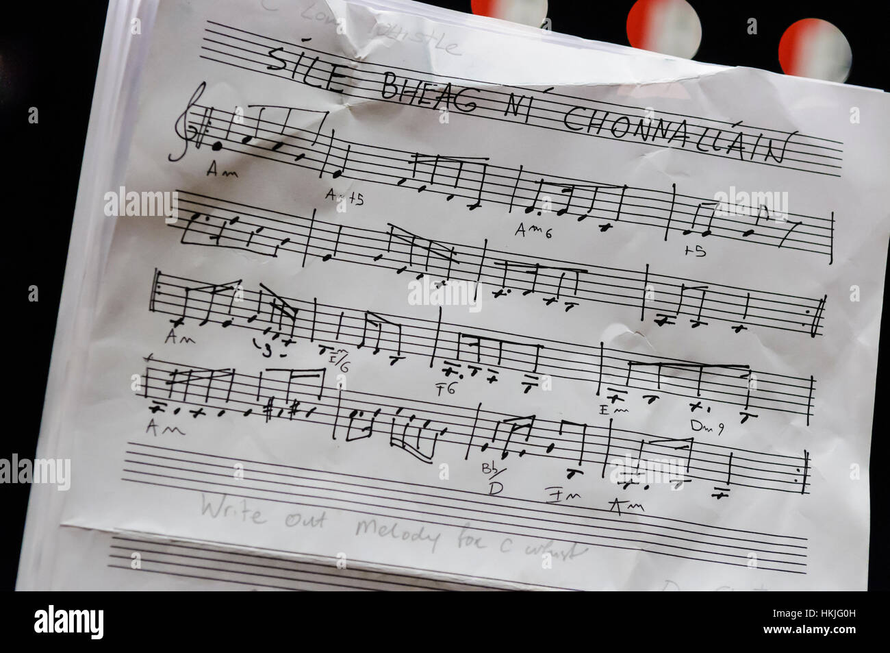 Musica per il tradizionale gaelico irlandese canzone "ile Bheag Ni Chonnallain' Foto Stock