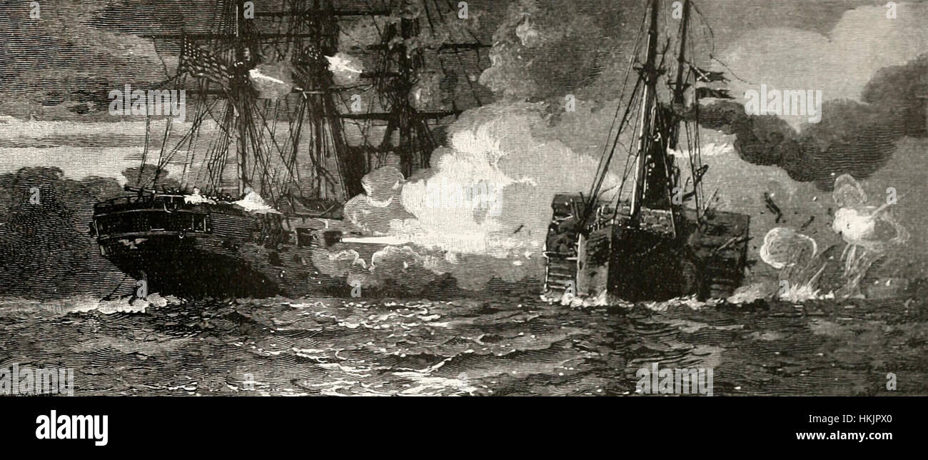 La disabilitazione di Pensacola governatore Moore durante la battaglia di New Orleans, STATI UNITI D'AMERICA GUERRA CIVILE Foto Stock