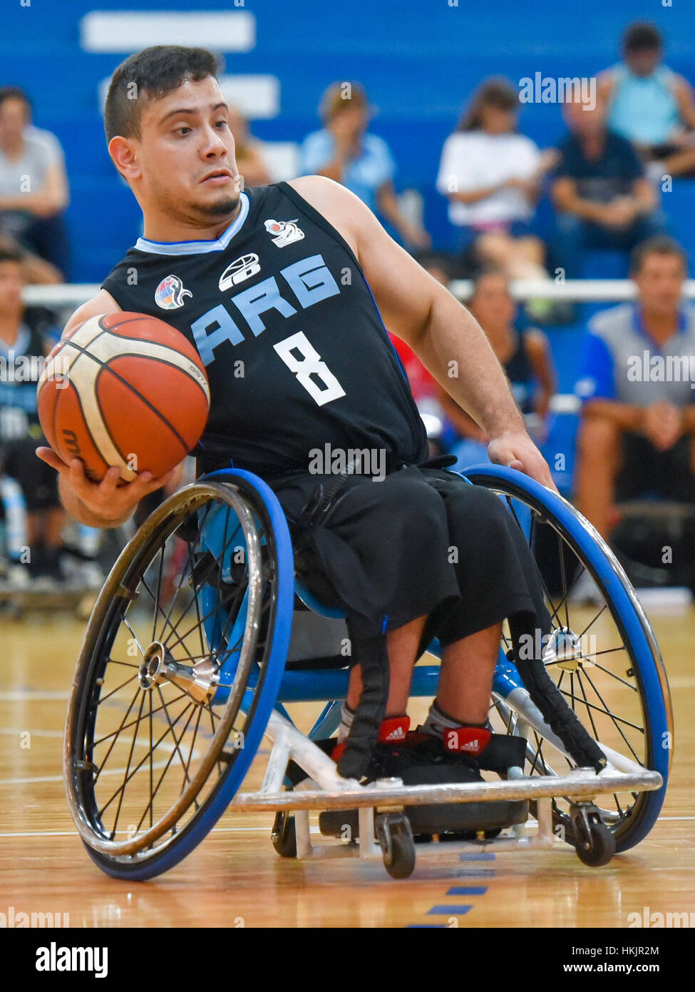 Buenos Aires, Argentina. 27 gen, 2017. Brasile - Argentina basket in carrozzella gioco durante le Americhe Championship 2017. Foto Stock