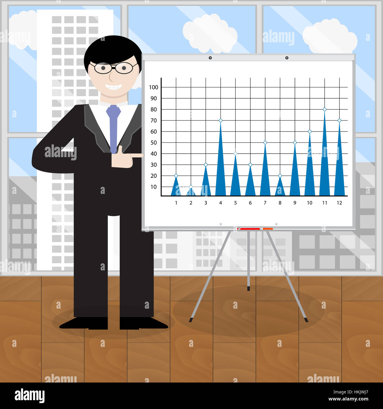 Presentazione della relazione. Consulente di puntamento di leadership toi grafico. Illustrazione Vettoriale Foto Stock
