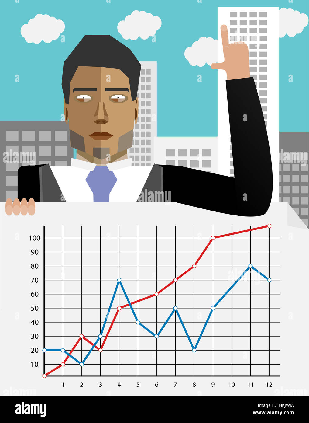 Successo relazione annuale. Presentazione info sul grafico. Illustrazione Vettoriale Foto Stock