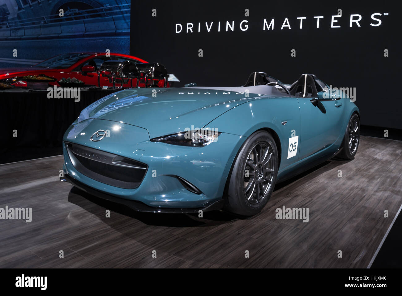 Detroit, MI, Stati Uniti d'America - 11 Gennaio 2016: Mazda MX-5 (Miata) Speedster concept car al North American International Auto Show (NAIAS) Foto Stock