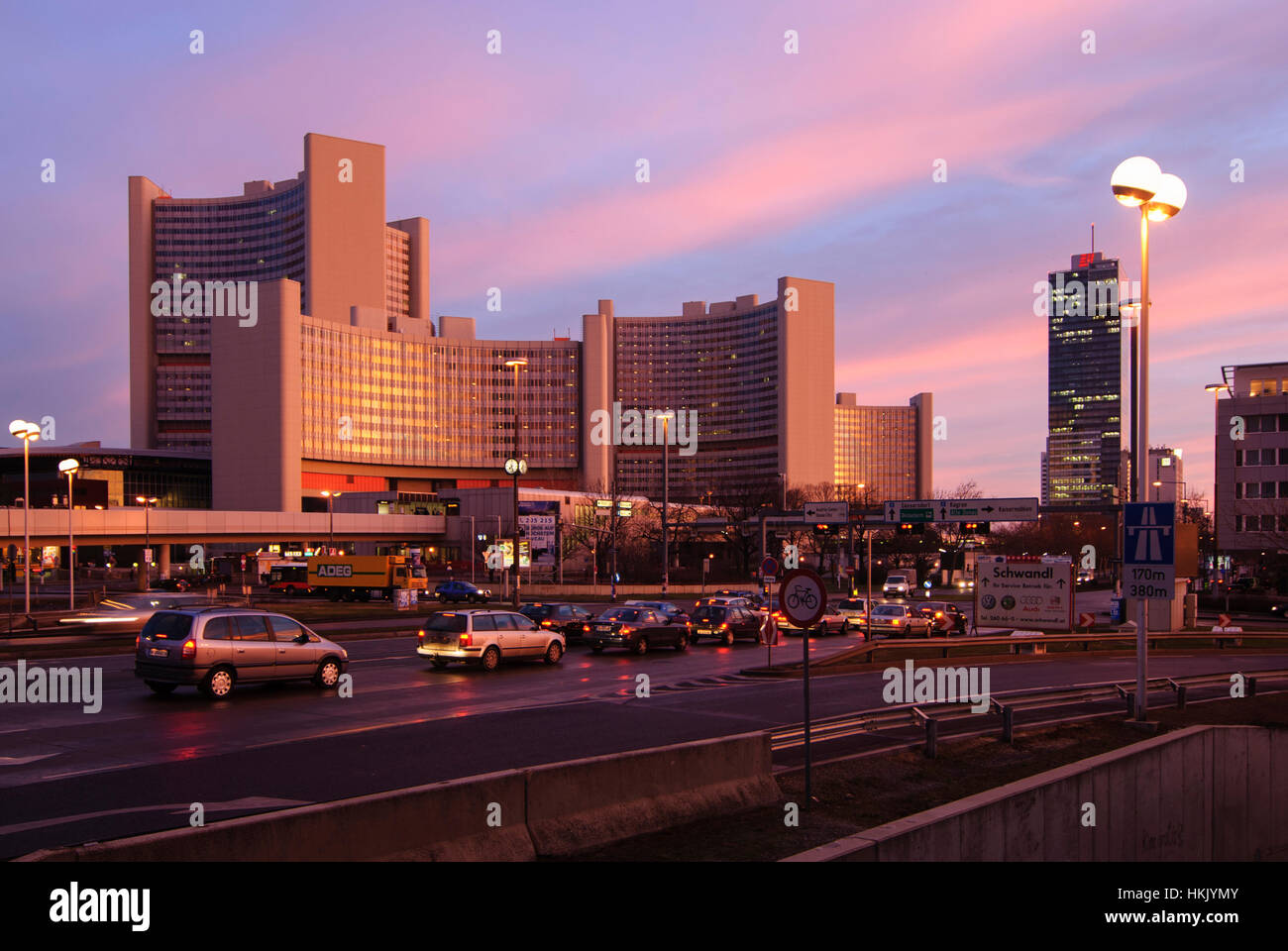 Wien, Vienna: edificio delle Nazioni Unite, 22., Wien, Austria Foto Stock
