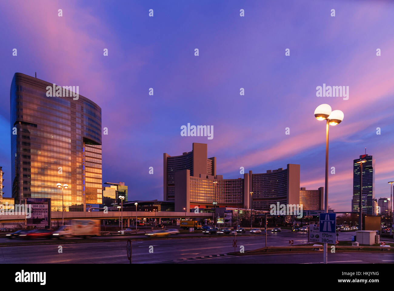 Wien, Vienna: edificio delle Nazioni Unite, 22., Wien, Austria Foto Stock