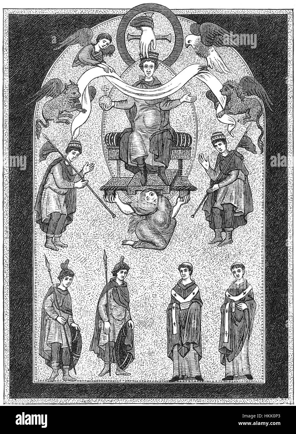 Pagina dei Vangeli di Ottone III, illuminato Evangeliario, c. 1000 Foto Stock