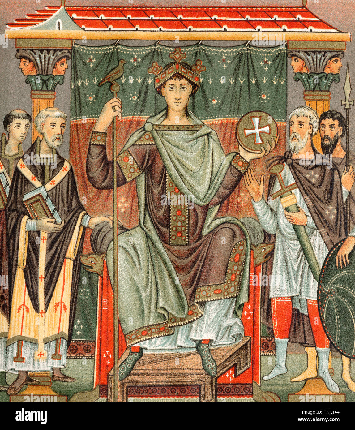 Ottone III in trono, i vangeli di Ottone III, un fine decimo o inizio del XI secolo illuminato Libro del Vangelo Foto Stock