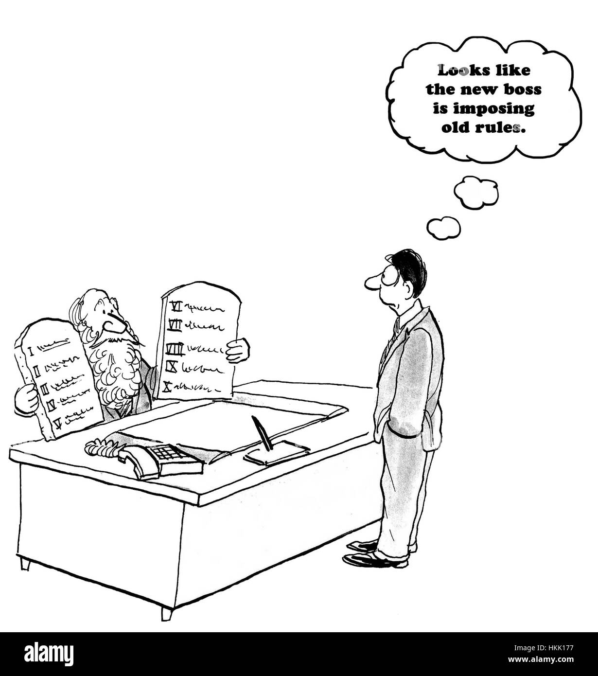 Business cartoon di imporre regole di vecchio. Foto Stock