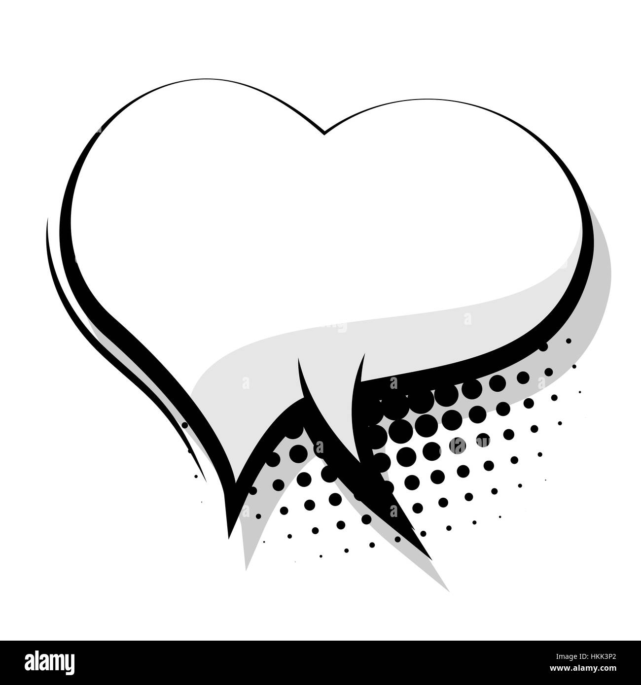 Fumetto vuoto discorso bolla cardiaca improvvisa Illustrazione Vettoriale