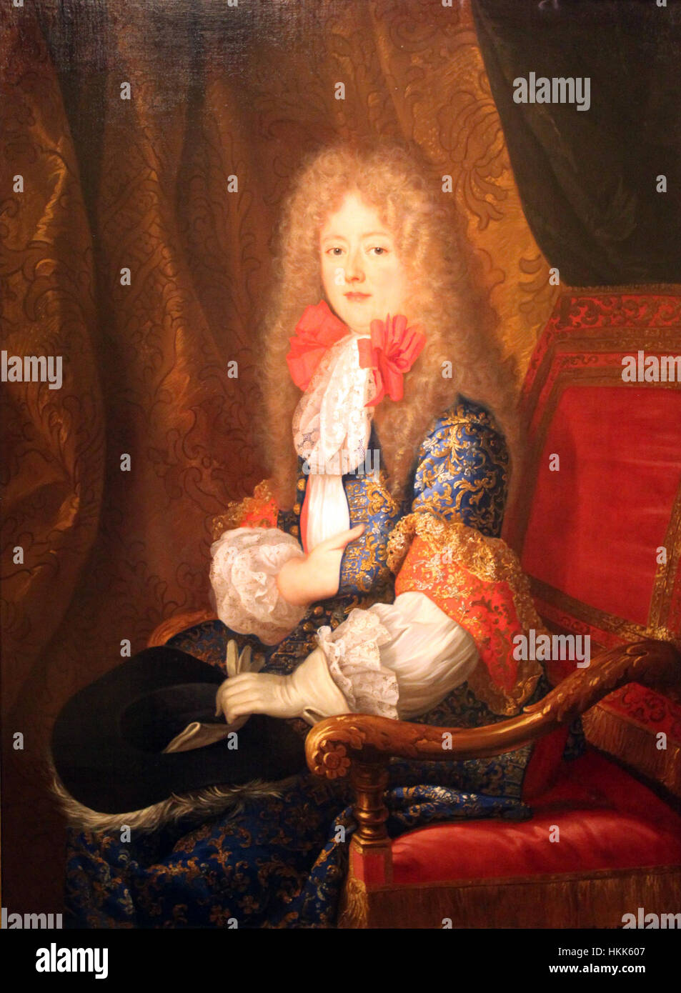 Il ritratto del 1673 di Elle Elisabeth Charlotte von der Pfalz illustra la nobildonna in uno stile raffinato tipico del XVII secolo, evidenziando la sua linea aristocratica e il suo comportamento avvelenato. Foto Stock