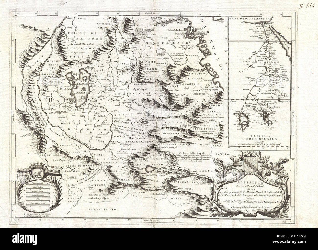 1690 Coronelli Mappa di Etiopia, in Abissinia e la sorgente del Nilo Azzurro - Geographicus - Abissinia-coronelli-1690 Foto Stock