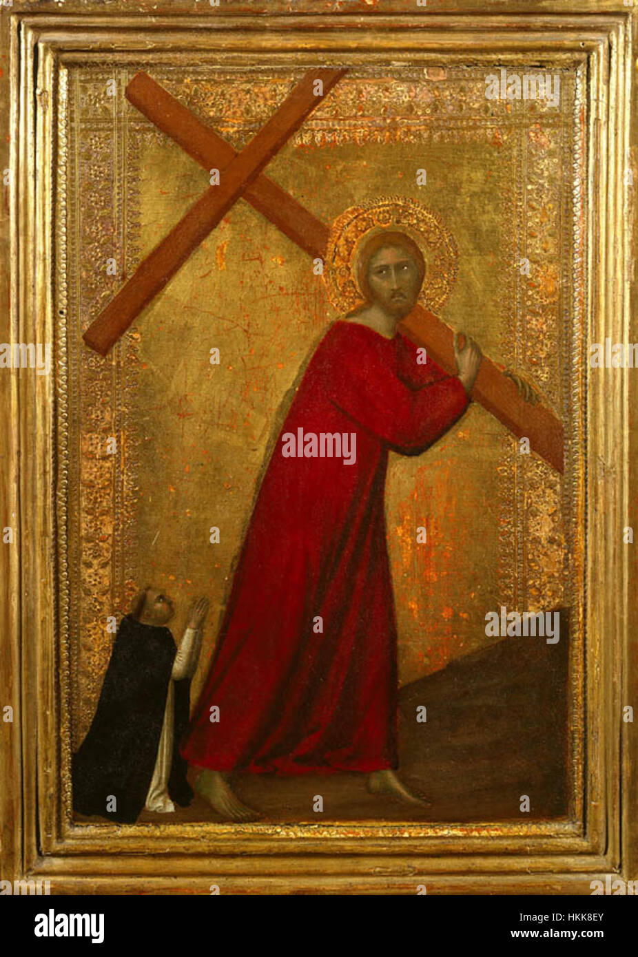" Cristo portacroce con un frate domenicano', tempera su pannello dipinto di Barna da Siena , 1330-1350, Frick Collection Foto Stock