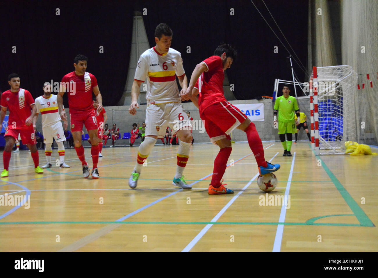 Gibilterra, Regno Unito. Il 28 gennaio, 2017. UEFA Futsal Euro, Turno preliminare fase di gruppo. Gibilterra 1-8 Montenegro al terzo centenario Sports Hall, Gibilterra. Credito: Stephen Ignacio/Alamy Live News Foto Stock