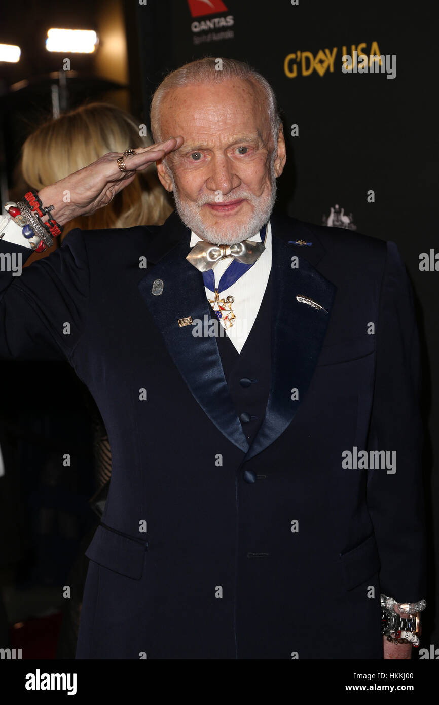 Hollywood, CA. 28 gen, 2017. Buzz Aldrin al 2017 G'Day Black Tie Gala a governatori sala da ballo a Hollywood e Highland on gennaio 28, 2017 in Hollywood, la California. Credito: Faye Sadou/media/punzone Alamy Live News Foto Stock