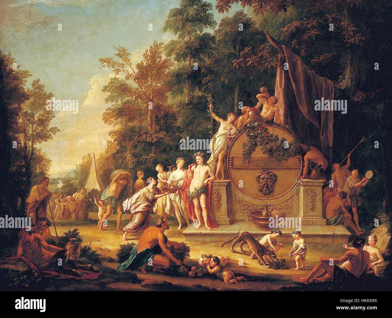 Spoede Bacchanals ritrae temi classici di festeggiamenti, spesso legati a Bacco, il dio del vino e della festa. L'opera d'arte cattura figure dinamiche in movimento, incarnando esuberanza e vitalità. Foto Stock