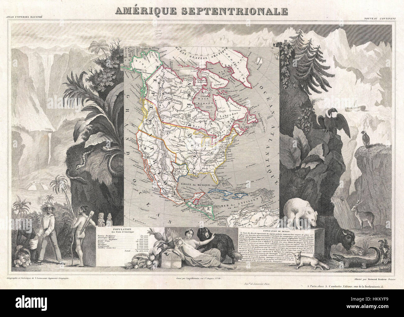 1852 Levasseur mappa del Nord America (w- Repubblica del Texas) - Geographicus - AmeriqueSeptentrionale-levassuer-1852 Foto Stock