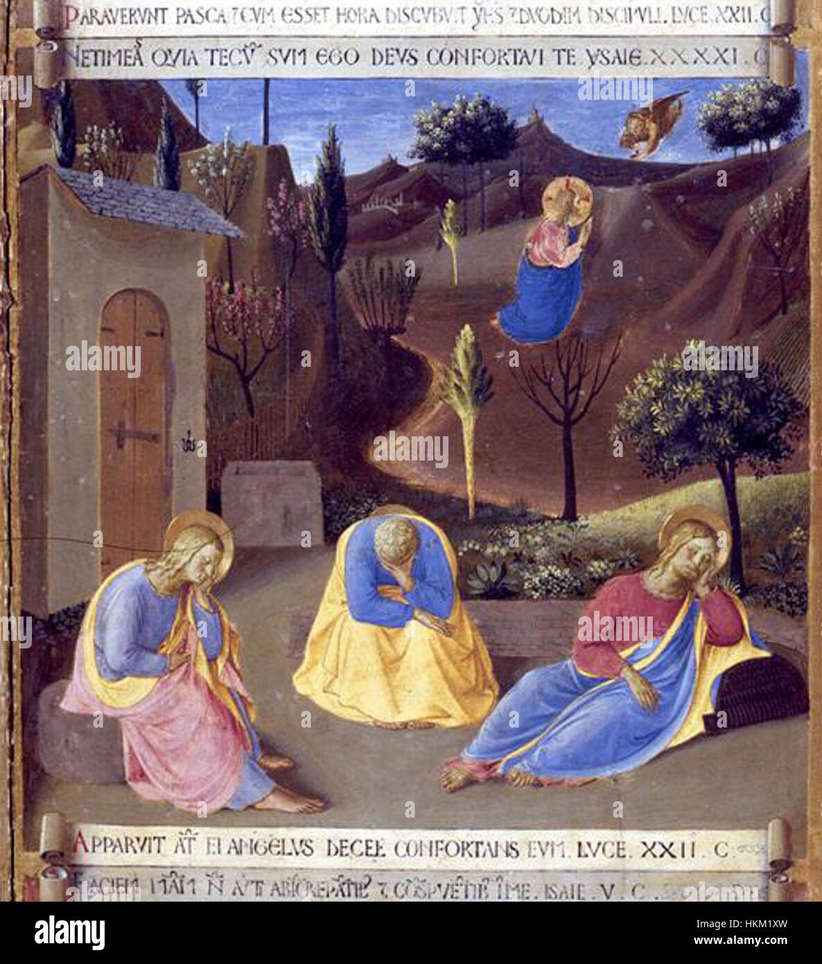 Questo pezzo, 'Armadio degli Argenti', presenta un'opera d'arte che illustra la preghiera nel giardino, o 'Oratio nell'Orto'. Si tratta di un dipinto devozionale che raffigura Cristo che prega nel Giardino del Getsemani, un evento significativo nella teologia cristiana. Foto Stock