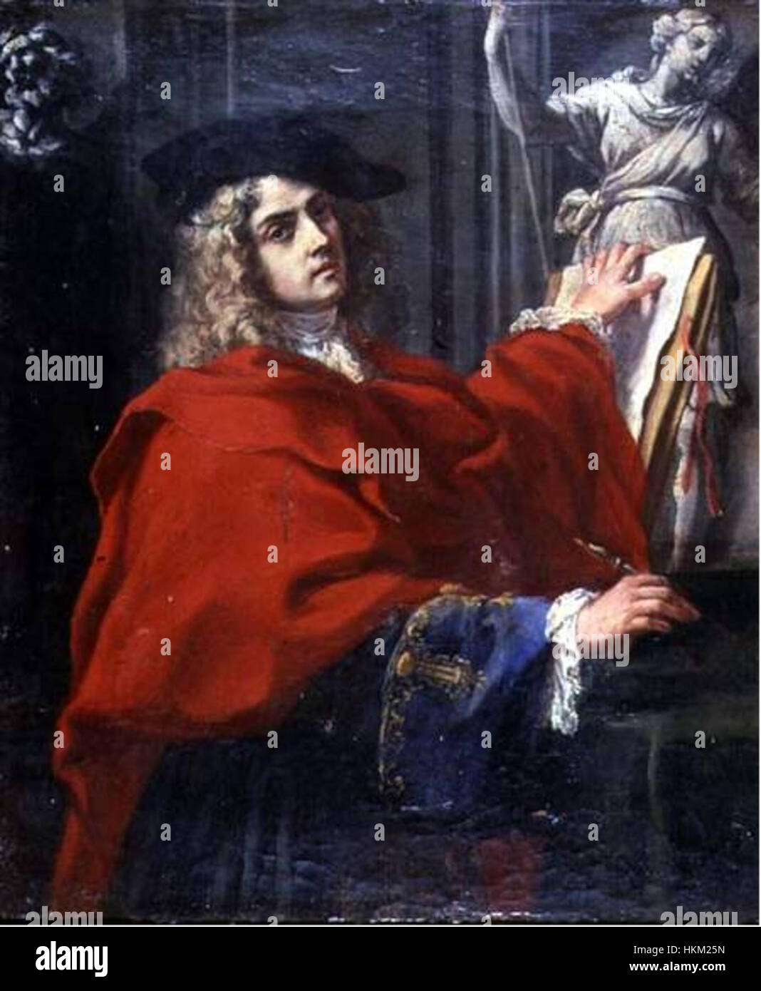 Questo autoritratto di Pier Leone Ghezzi, realizzato nel XVIII secolo, offre una dettagliata rappresentazione dell'artista stesso. Ghezzi, noto per la sua ritrattistica, cattura le sue caratteristiche con un approccio realistico e raffinato. Foto Stock