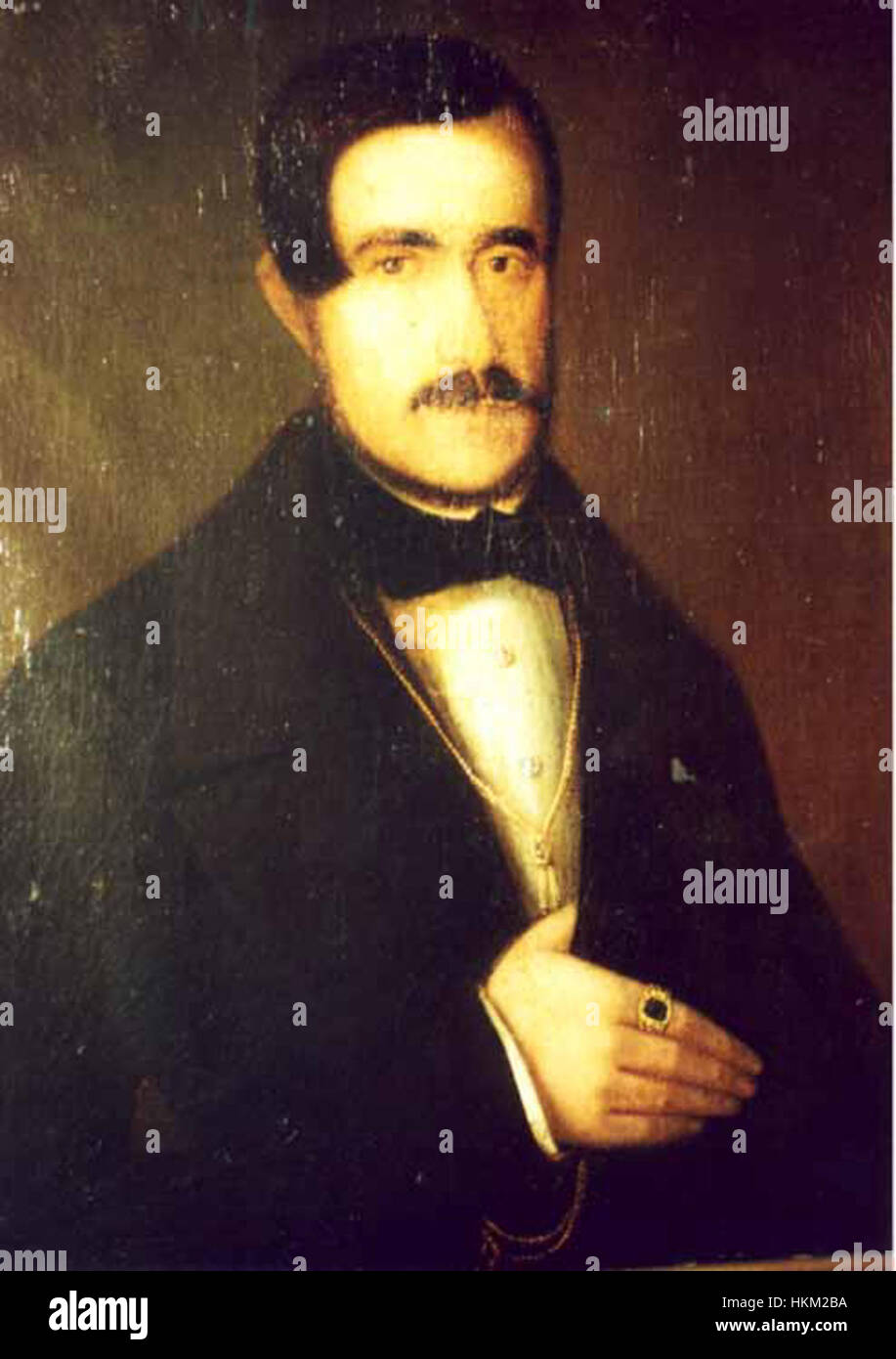 Il ritratto di Anton Chladek "Portret de barbat02" è un esempio sorprendente di ritrattistica europea del XIX secolo. Il dipinto cattura il soggetto in un momento di quiete, sottolineando i dettagli dell'abbigliamento e dell'espressione, tipici del tempo. Foto Stock