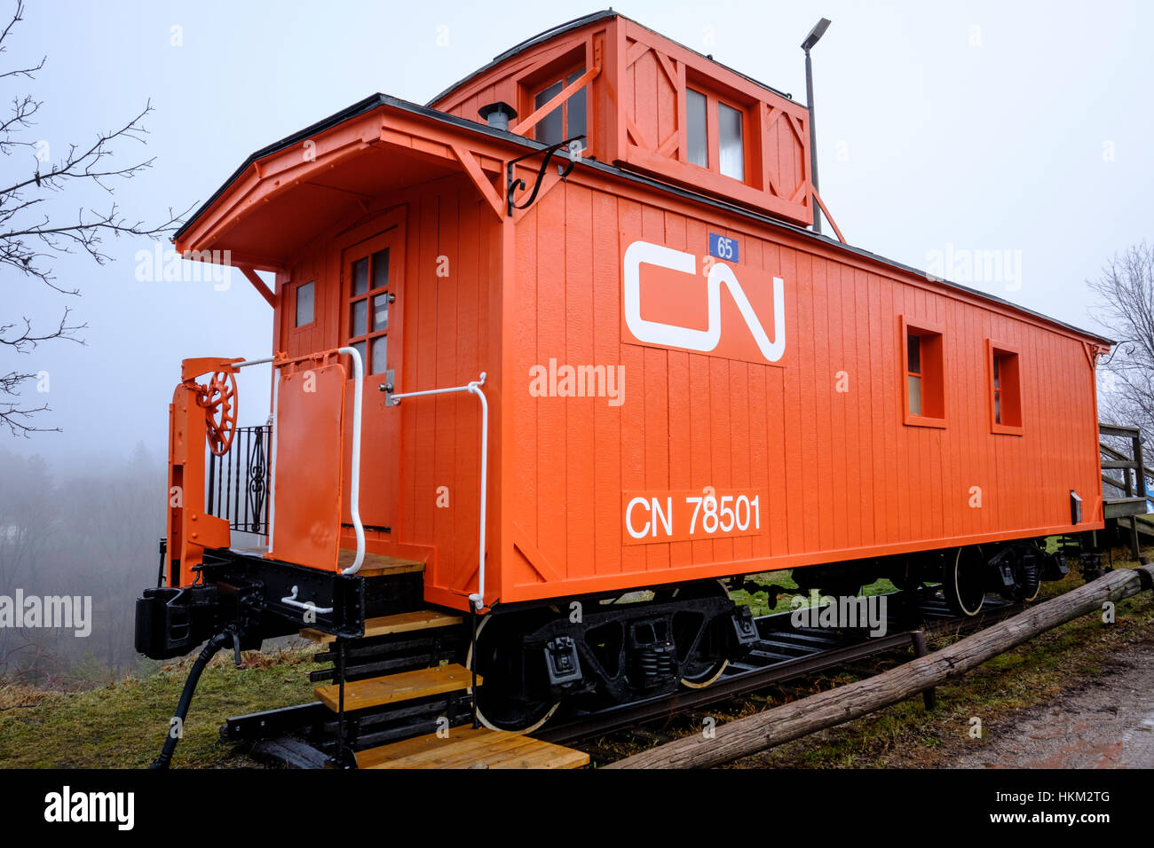 Un smantellata rampa NC caboose utilizzato come un museo di San Tommaso, Ontario, Canada. Foto Stock
