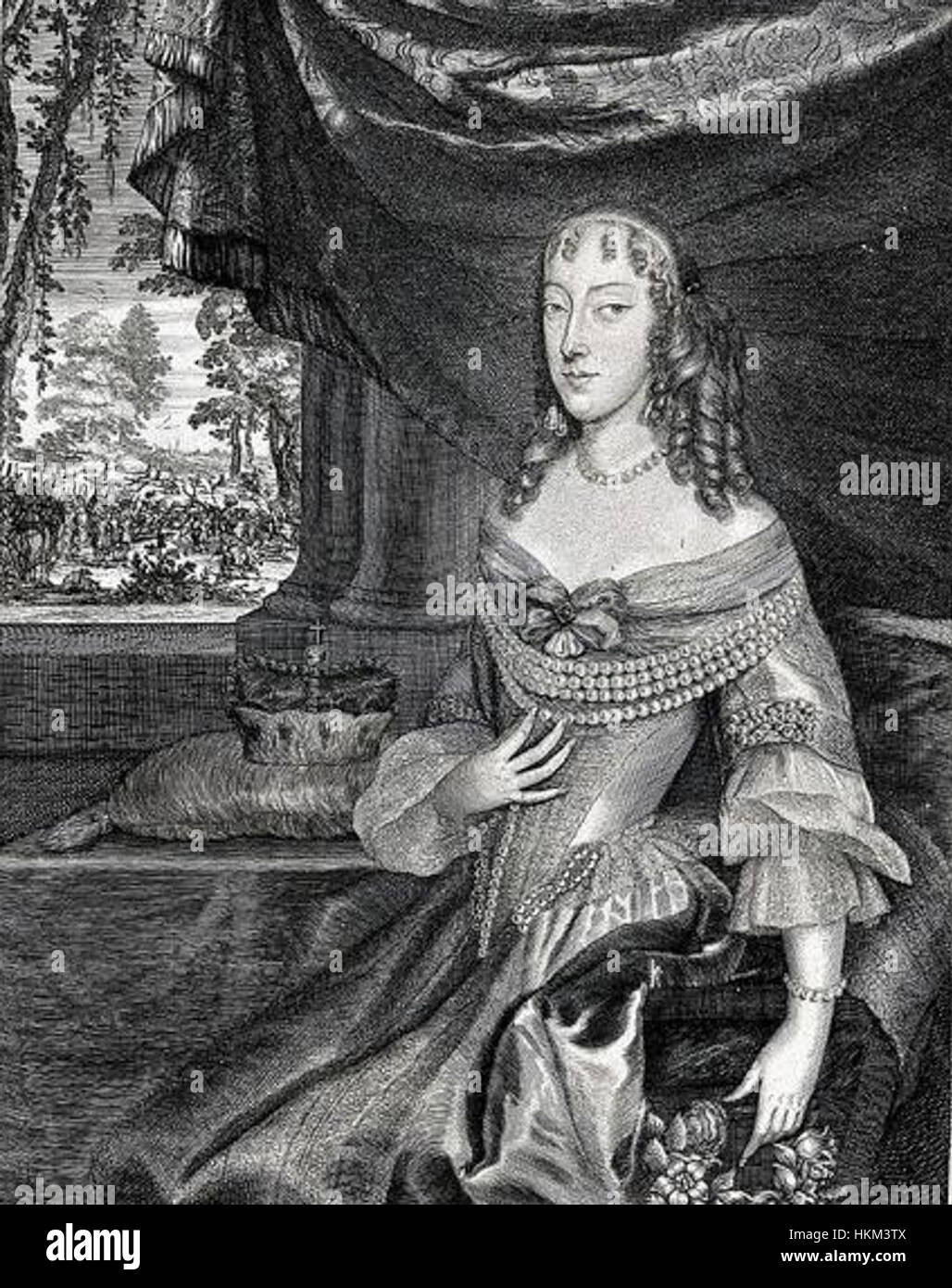 Questo disegno storico raffigura Enrichetta Adelaide di Savoia, elettrice di Baviera, che riflette la sua statura reale e l'eleganza durante il suo tempo come una significativa figura europea. Foto Stock