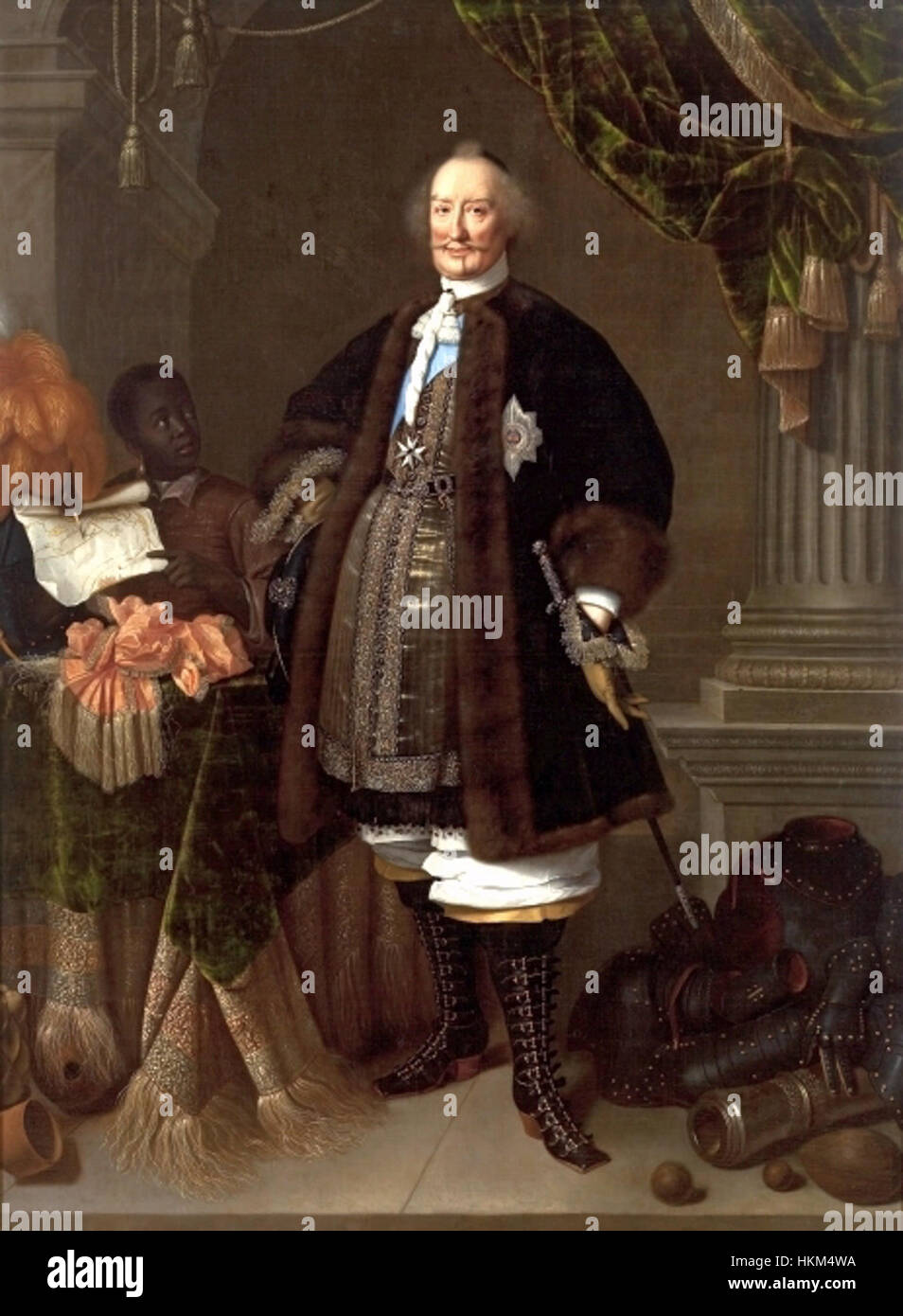Questo dipinto ritrae Johan Maurits van Nassau-Siegen, un amministratore coloniale olandese e leader militare. Conosciuto per il suo ruolo nella colonia olandese del Brasile, è raffigurato qui in modo elegante e dignitoso, riflettendo il suo status e i suoi successi. L'opera d'arte cattura l'essenza della nobiltà europea del XVII secolo. Foto Stock