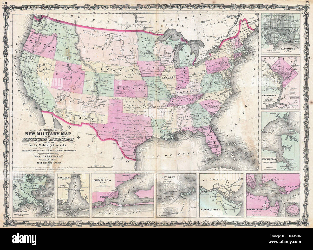 1862 Johnson Mappa militare degli Stati Uniti ( Guerra civile ) - Geographicus - USAMil-johnson-1862 Foto Stock