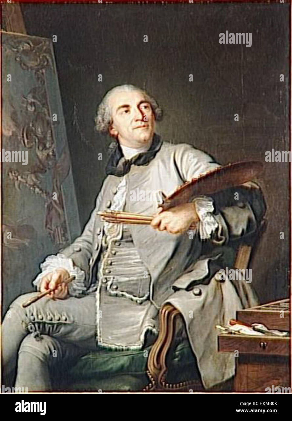 Un ritratto di Jean-Baptiste Marie Pierre di Guillaume Voiriot, che cattura l'artista e accademico francese in uno stile elegante e raffinato del XVIII secolo. Foto Stock