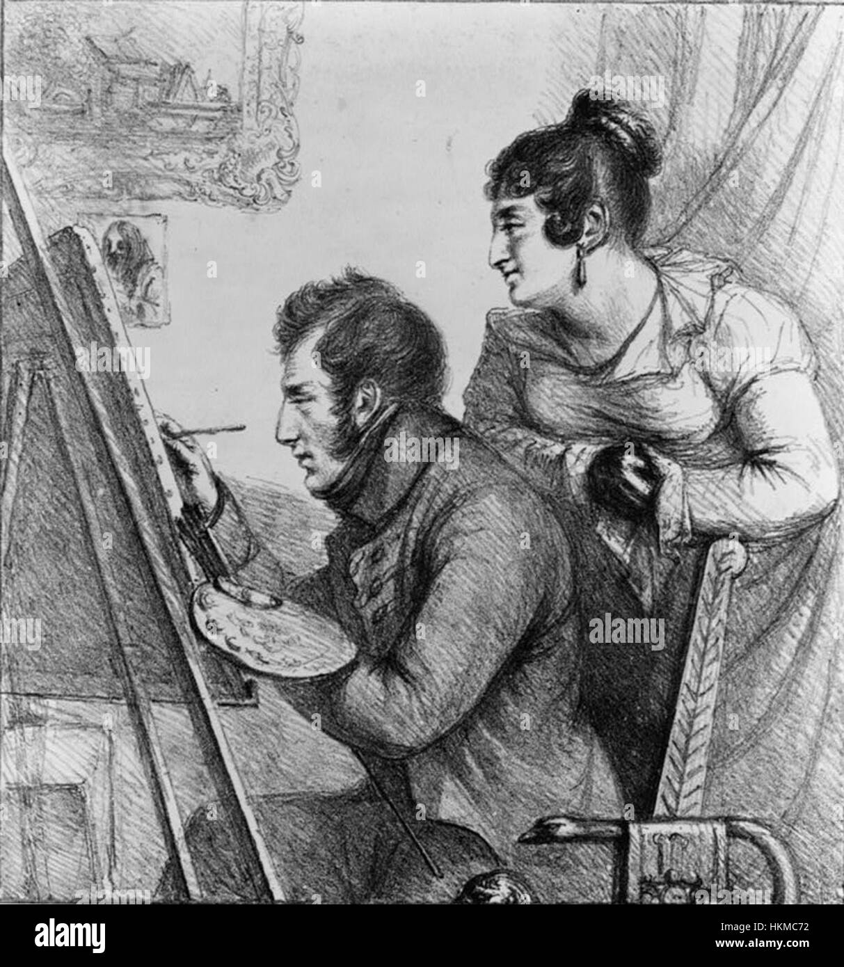 L'autoritratto di Vivant Denon del 1823 mostra l'artista stesso in una posa riflessiva e introspettiva. Denon, artista e storico dell'arte francese, si presenta con dignità e raffinatezza, sottolineando la sua importanza nella storia artistica e culturale della Francia. Foto Stock