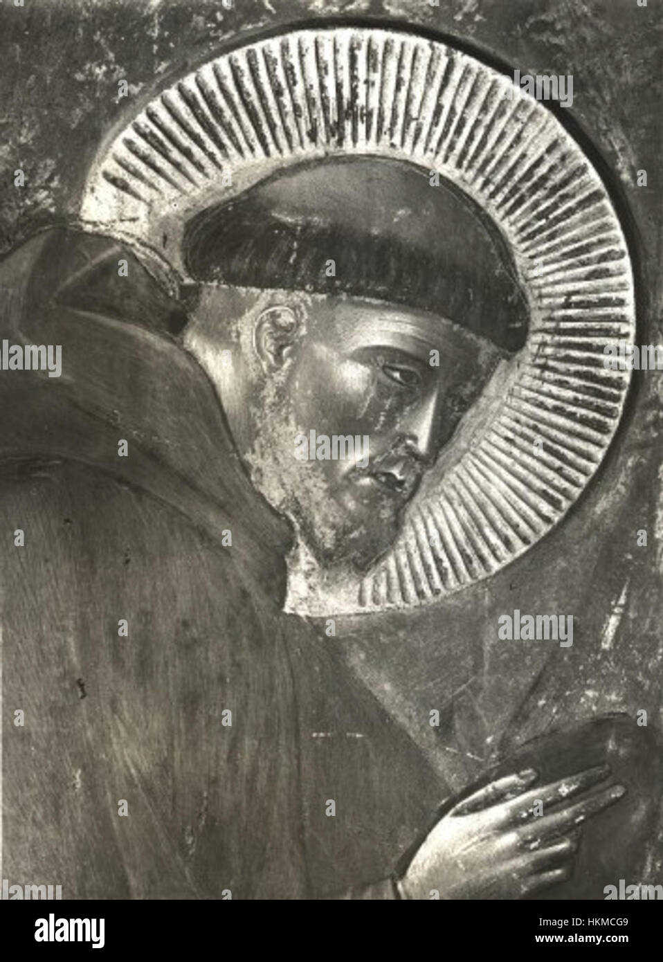 Un affresco di Giotto raffigurante San Francesco d'Assisi che predicava agli uccelli, parte del ciclo di San Francesco nella Basilica di Assisi. Foto Stock