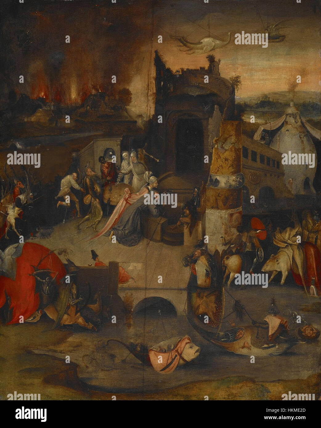 Questa opera d'arte, creata dopo Jheronimus Bosch, imita lo stile e i paesaggi surreali del maestro olandese. Il lavoro di Bosch è rinomato per le sue raffigurazioni fantastiche e spesso inquietanti di temi religiosi e morali, e questo pezzo continua quell'eredità con dettagli intricati e immagini vivide. Foto Stock Questa opera d'arte, creata dopo Jheronimus Bosch, imita lo stile e i paesaggi surreali del maestro olandese. Il lavoro di Bosch è rinomato per le sue raffigurazioni fantastiche e spesso inquietanti di temi religiosi e morali, e questo pezzo continua quell'eredità con dettagli intricati e immagini vivide. Foto Stock