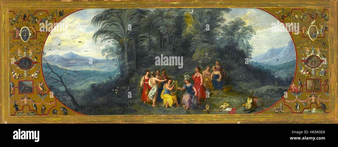 La "Minerva Among the Muses" di Balen raffigura la dea romana Minerva circondata da altre figure mitologiche, che simboleggiano la saggezza e le arti Foto Stock