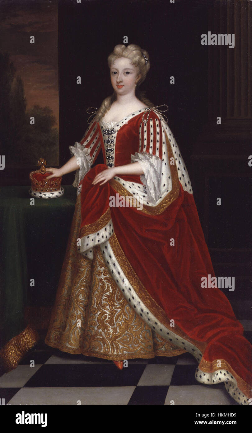 Questo ritratto di Sir Godfrey Kneller raffigura Carolina Guglielmina di Brandeburgo-Ansbach, mostrando la sua presenza dignitosa e l'abbigliamento regale. Il dipinto riflette lo stile barocco dell'artista e cattura l'eleganza e l'equilibrio della nobildonna. Foto Stock