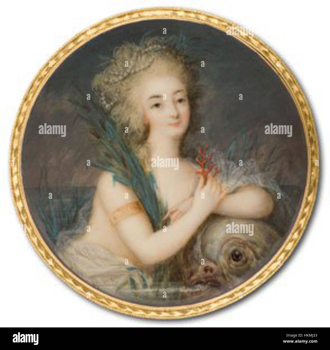 L'acquerello di Ignazio Pio Vittoriano Campana su un dipinto in miniatura avorio del 1780-85 ca. Raffigura Maria Antonietta, regina di Francia, in un ritratto raffinato e intimo. La delicata natura dell'opera riflette la tecnica dell'artista e la personalità reale della regina. Foto Stock