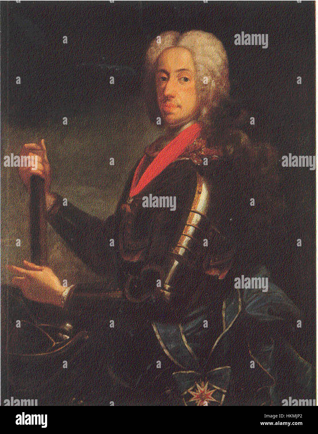 Questo dipinto ad olio ritrae Carlo VII, imperatore del Sacro Romano Impero dal 1711 al 1745. L'artista cattura il comportamento regale dell'imperatore, enfatizzando il suo status e la sua autorità attraverso ritratti dettagliati, che riflettono la grandezza del suo regno. Foto Stock