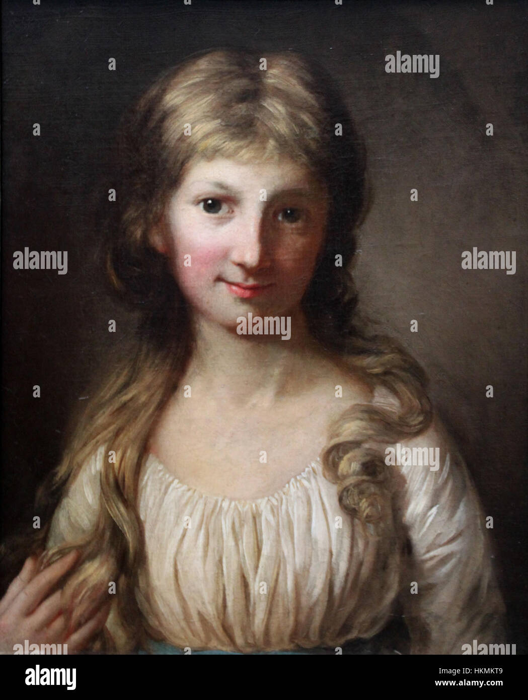 Il ritratto di Wilhelmine Henry di Graff, dipinto nel 1796, cattura la somiglianza di una nobildonna durante la fine del XVIII secolo. Noto per la sua precisione e la sua composizione elegante, il ritratto esemplifica lo stile rococò della ritrattistica, evidenziando lo status aristocratico del soggetto. Foto Stock