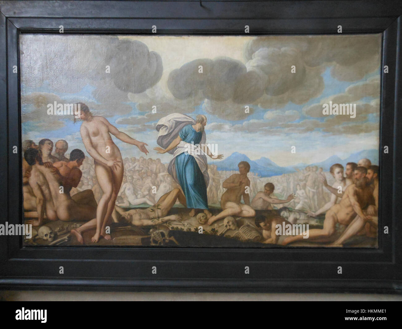 "Erweckung der Totengebeine Ez 37" di Anton Boten descrive la storia biblica della Valle delle ossa secche di Ezechiele 37, dove il profeta Ezechiele assiste alla risurrezione dei morti. L'opera d'arte cattura il momento drammatico dell'intervento divino, reso in uno stile vivace ed emotivamente carico. Foto Stock