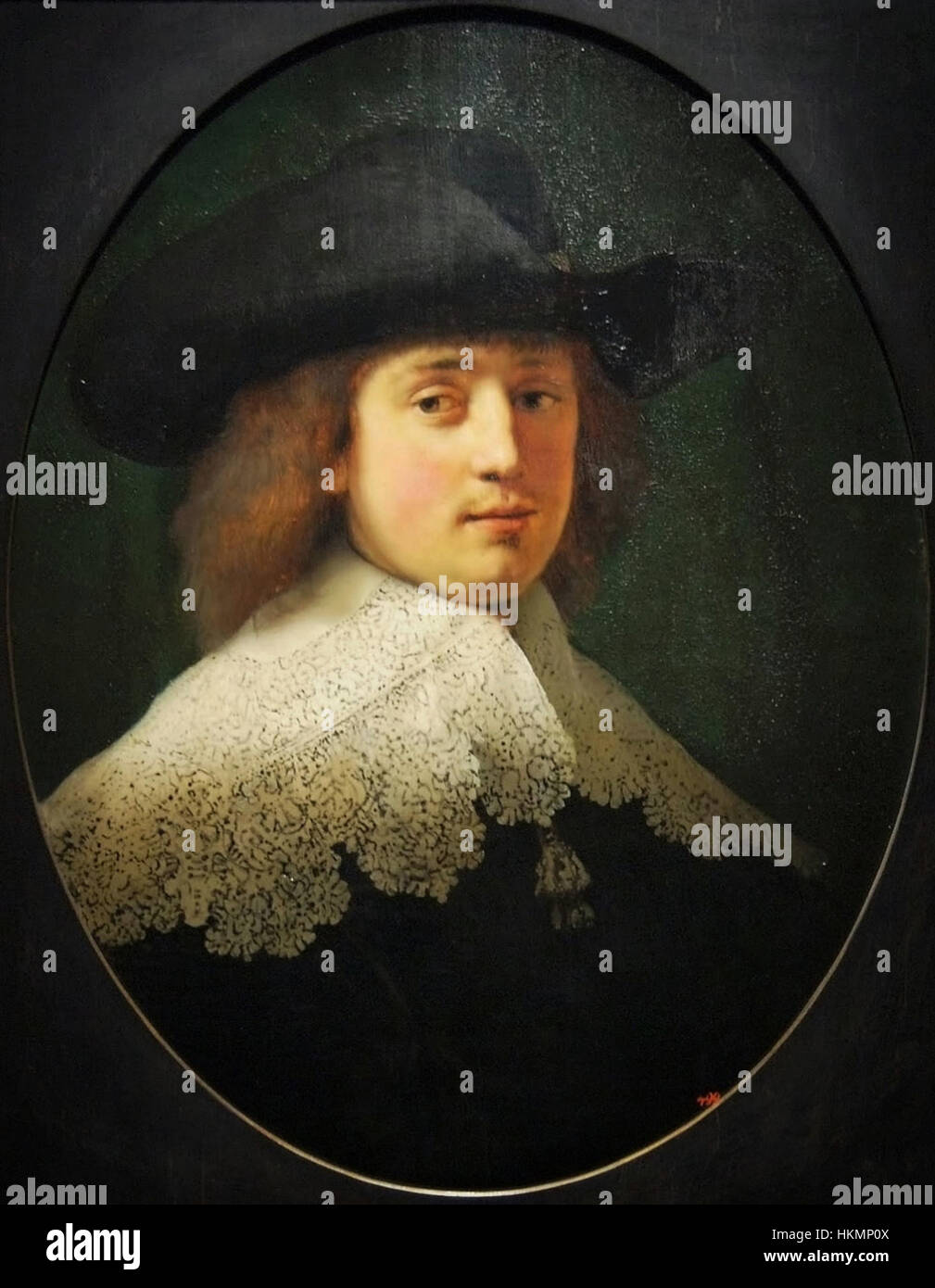 Il ritratto di Rembrandt di Maerten Soolmans, un mercante olandese, esemplifica la sua maestria nel catturare le emozioni e il carattere umani. Noto per il suo uso drammatico di luce e ombra, la tecnica di Rembrandt in questo lavoro migliora l'individualità e lo stato del soggetto. Foto Stock