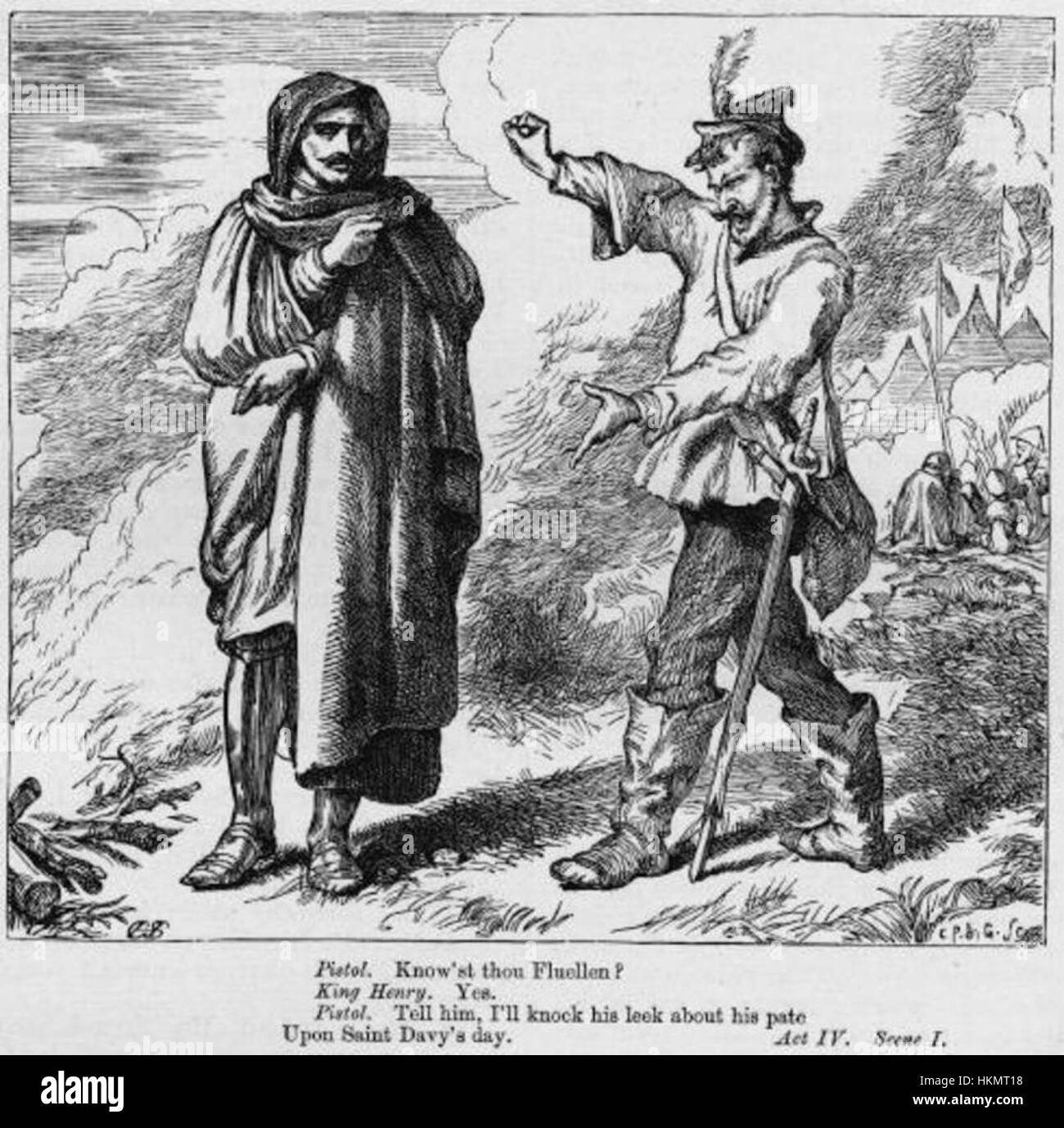 Questa opera raffigura un'antica pistola accanto a un'immagine di Enrico V, il re inglese. Mette in evidenza il legame tra la famiglia reale e le armi militari durante il XV secolo, riflettendo l'evoluzione della tecnologia bellica dell'epoca. Foto Stock