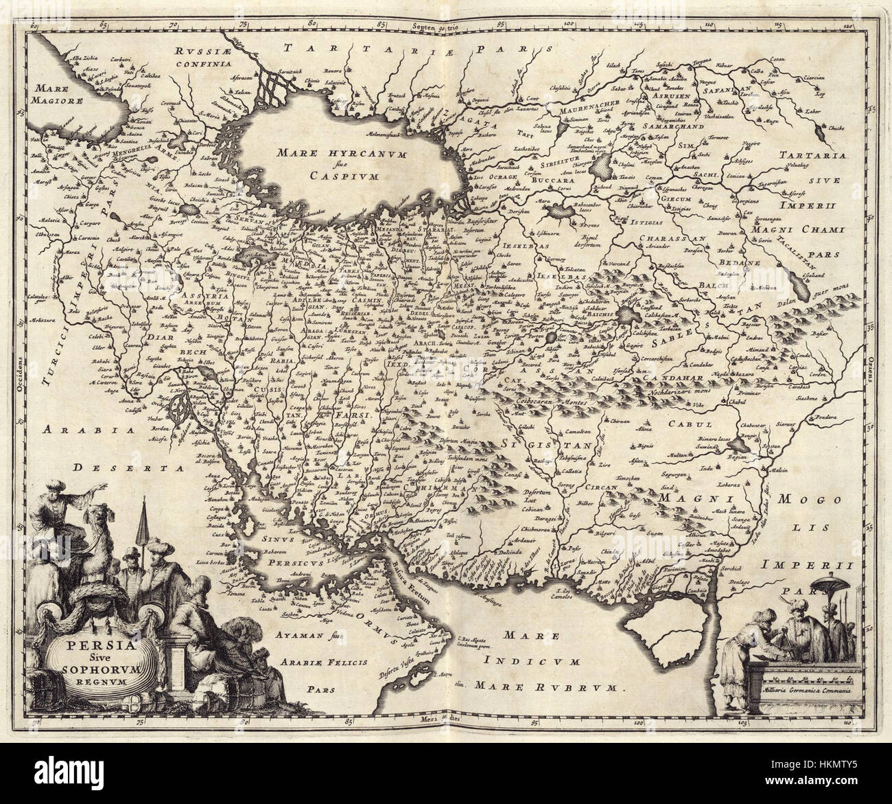 La "Mappa della Persia" è un'opera cartografica storica che illustra i confini politici e geografici della Persia durante il primo periodo moderno, offrendo approfondimenti sulla storia della regione e sui cambiamenti territoriali. Foto Stock