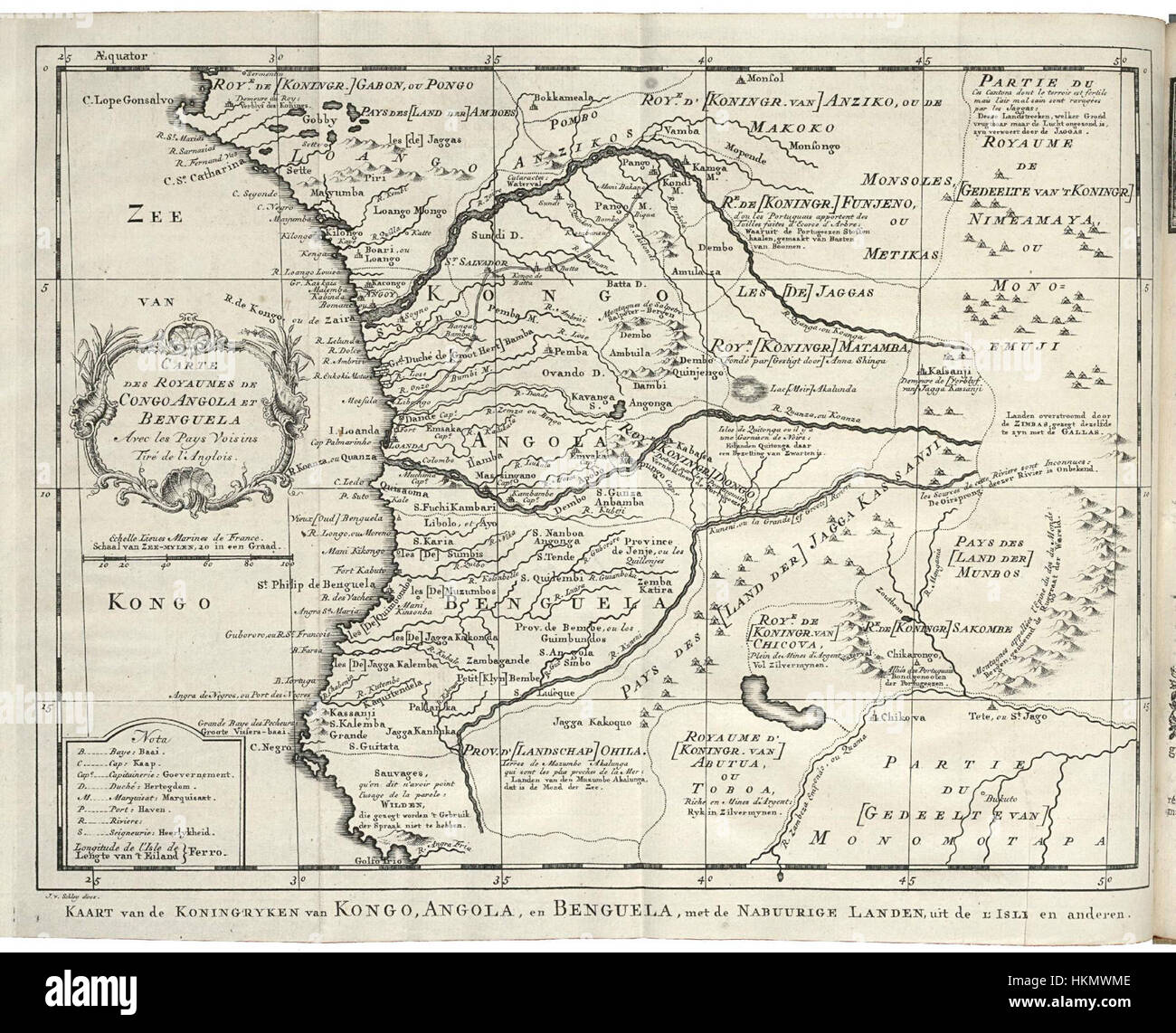 Questa mappa storica dei primi anni del XX secolo illustra le regioni costiere del Congo, dell'Angola e del Benguela, evidenziando le caratteristiche geografiche e i confini coloniali durante il periodo. Foto Stock