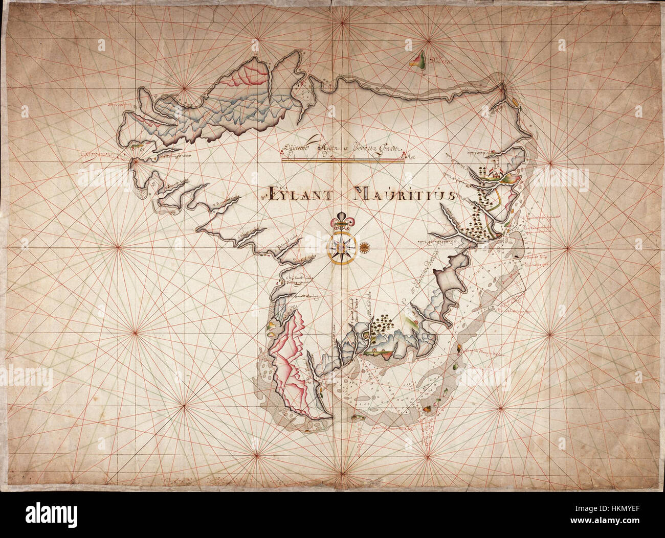 L'AMH-5517-NA è una mappa storica dell'isola di Mauritius, raffigurante i dettagli geografici e topografici dell'isola. Offre una panoramica delle prime esplorazioni europee e dell'interesse coloniale nell'isola. Foto Stock