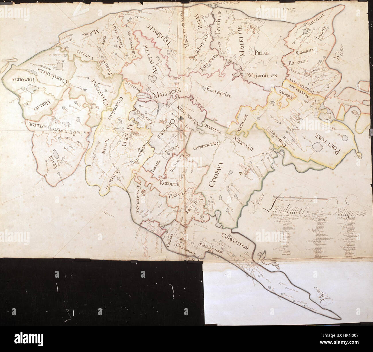 Questa mappa storica della provincia di Walligammo descrive in dettaglio le suddivisioni della zona in parrocchie. Si tratta di un'importante risorsa geografica, che mostra i confini provinciali e le divisioni amministrative. Foto Stock