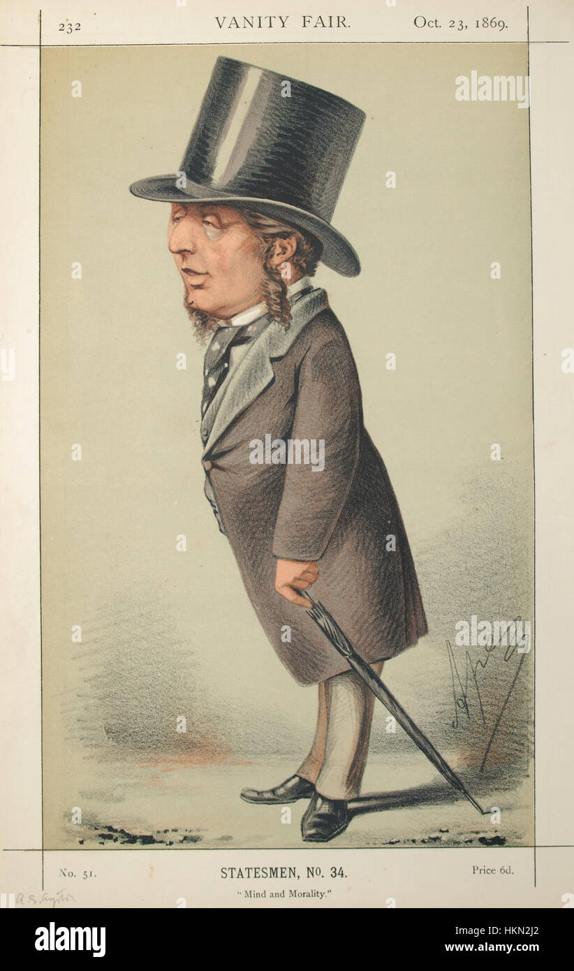 Questa caricatura di Acton Smee Ayrton, pubblicata su *Vanity Fair* il 23 ottobre 1869, presenta lo scienziato e politico britannico in una luce umoristica. È un esempio dello stile satirico usato dalla pubblicazione nel XIX secolo. Foto Stock
