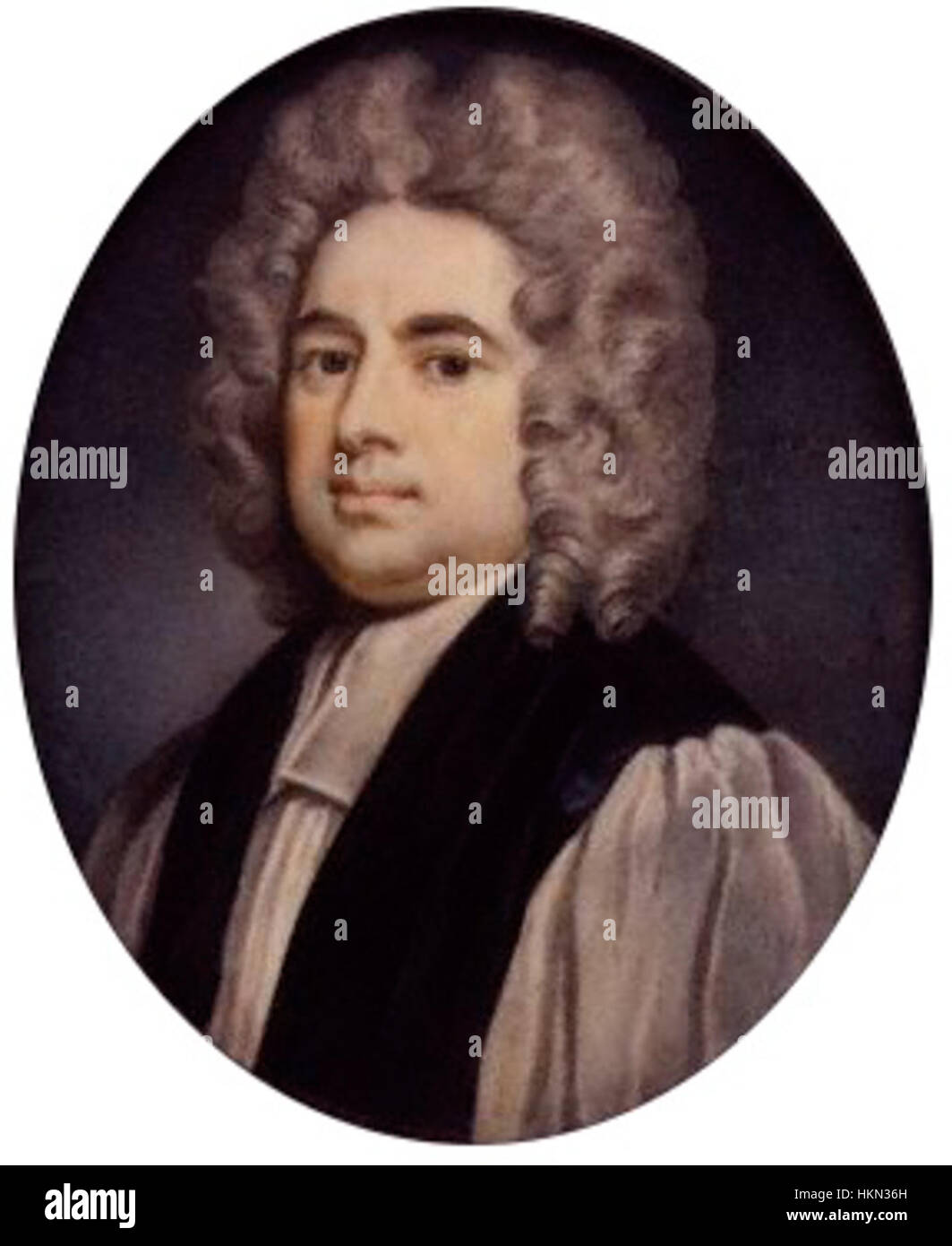 Questa opera è la riproduzione di un ritratto di Sir Godfrey Kneller, con Francis Atterbury. Il pezzo mette in evidenza la ritrattistica del XVIII secolo e lo stile della pittura barocca britannica. Foto Stock