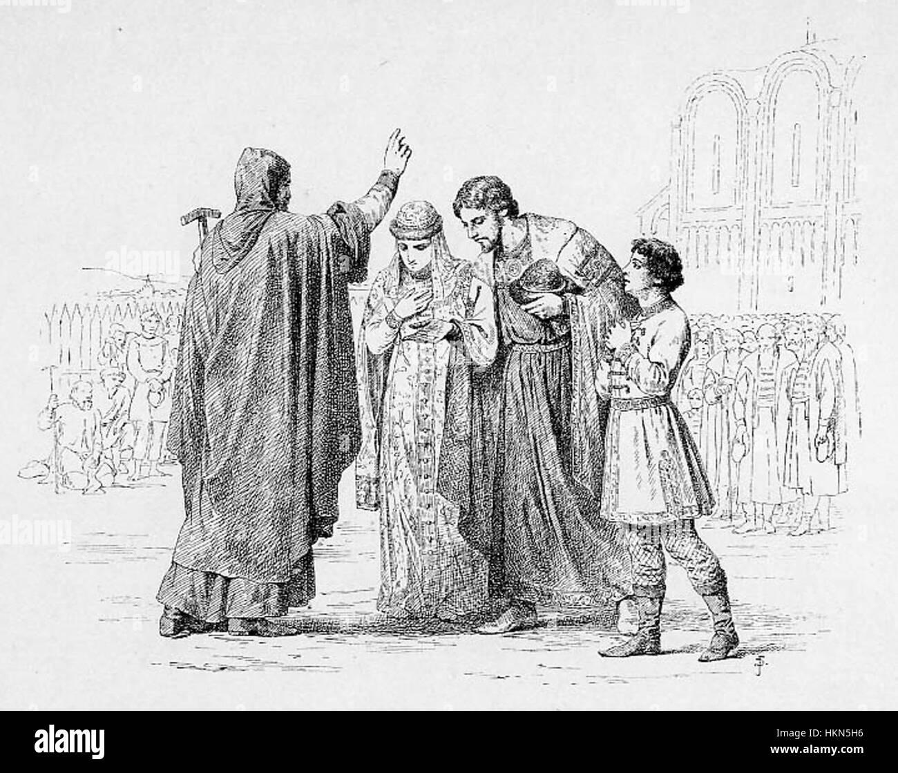 Un frammento di un dipinto storico che illustra i sovrani della Russia, catturando l'essenza del potere e della leadership dello stato russo in diversi periodi. Foto Stock