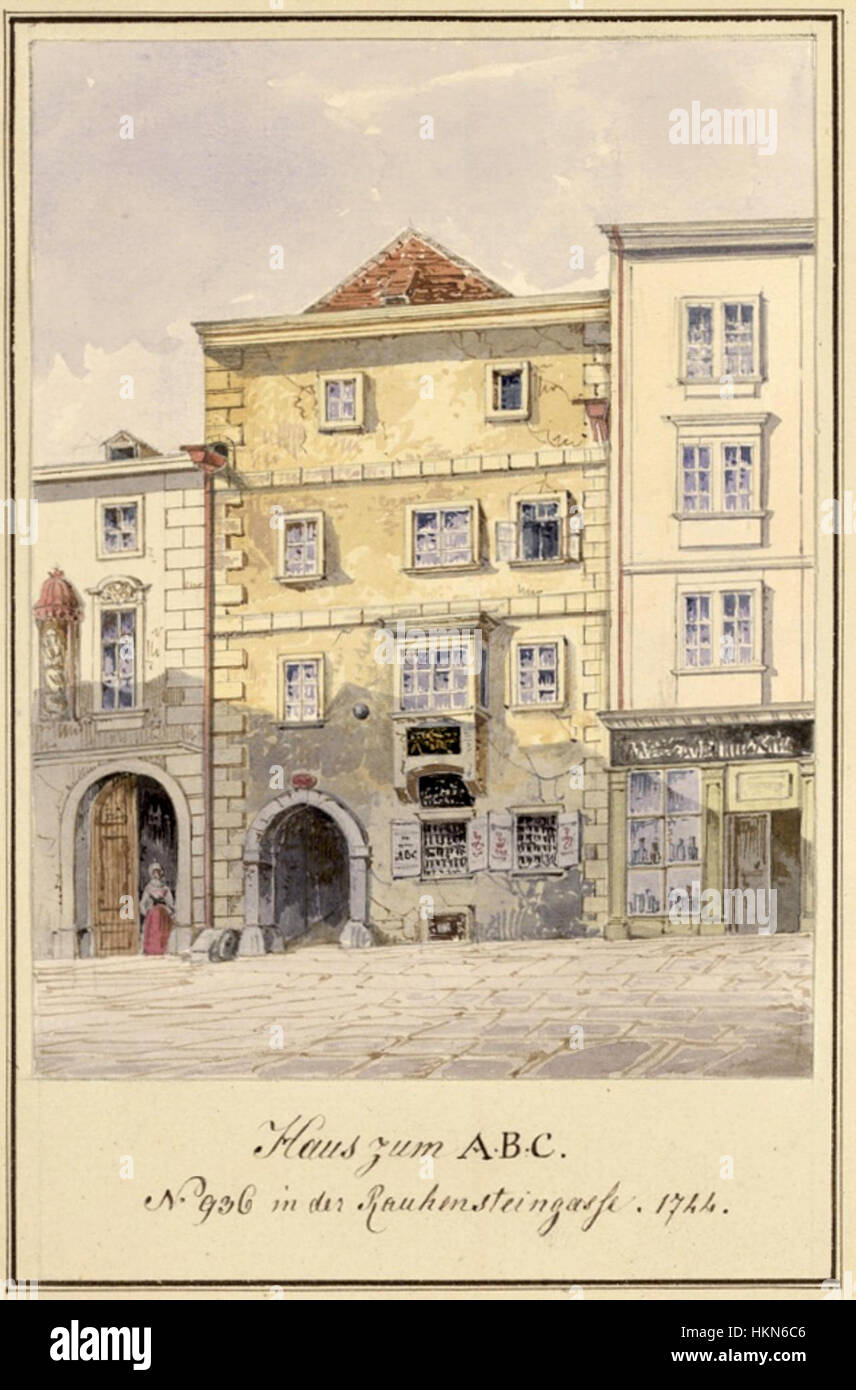 ABC House di Vienna è un esempio di architettura storica. La struttura presenta disegni tradizionali con elementi artistici. Conosciuto per il suo fascino antico e il suo fascino vintage, l'edificio si erge come un pezzo della storia architettonica di Vienna. Foto Stock