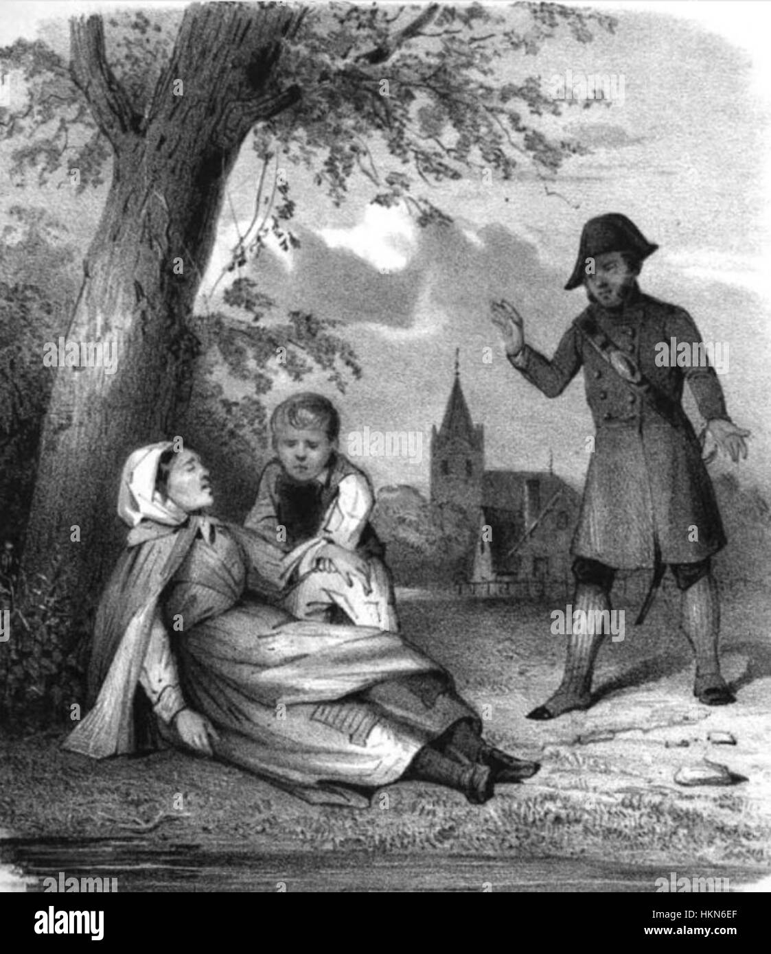 Un'illustrazione di copertina di un libro d'epoca di Douwe Petrus van Steenwijk, intitolata "De Vagebond", che mostra il suo stile artistico distintivo nel XVII secolo. Foto Stock